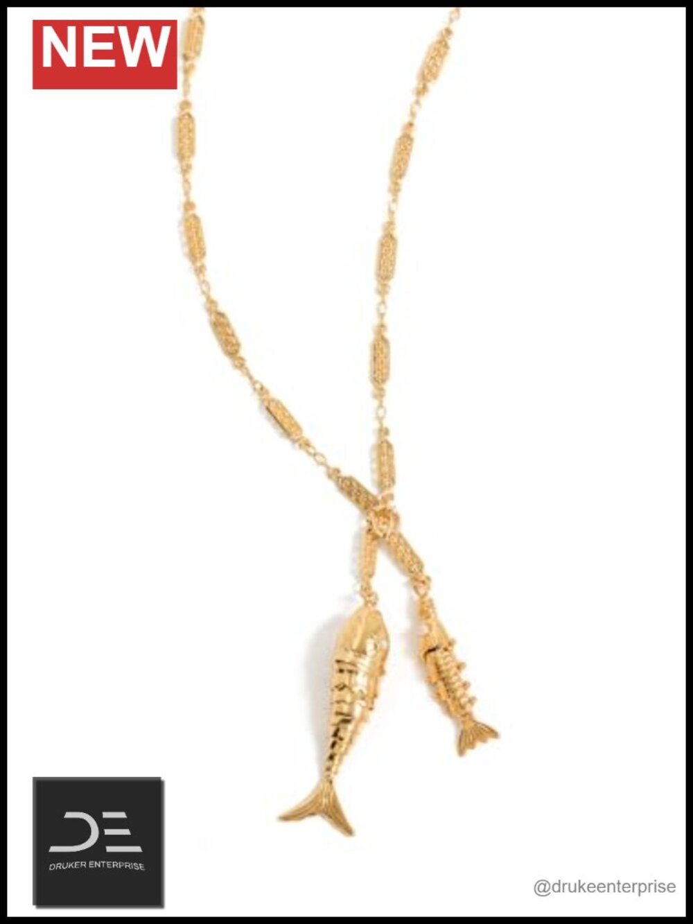 Gold Plated Base Fish Charms Pendant Necklace